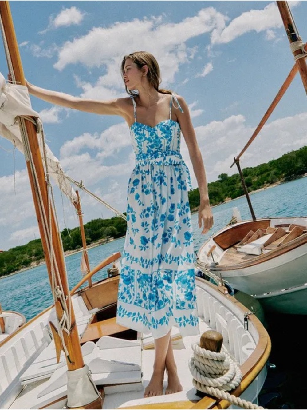 ZARA POPLIN PRINT MIDI DRESS